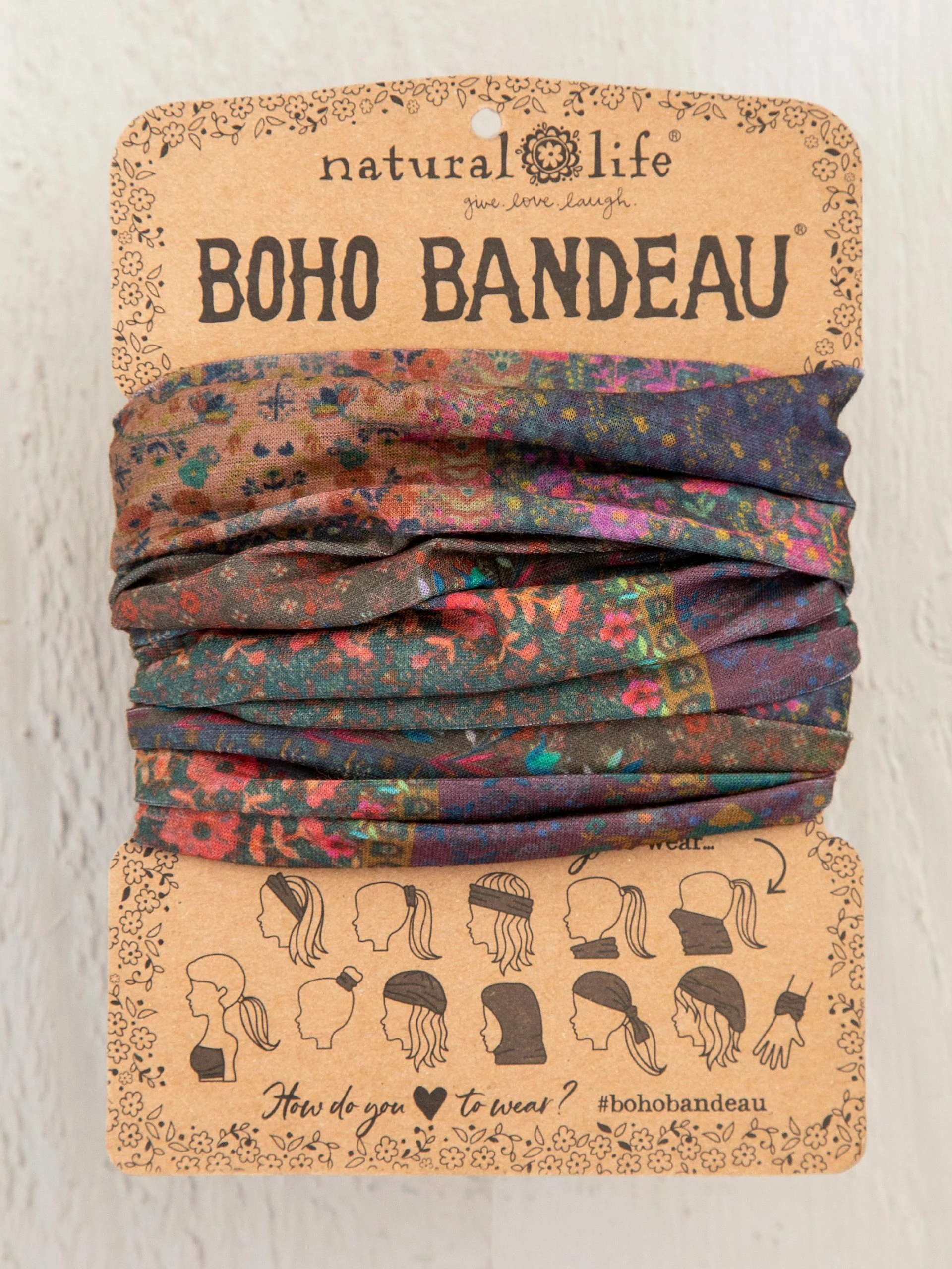 Natural Life Full Boho Bandeau® Headband - Dark Patchwork 3 Natural Life Full Boho Bandeau® Headband - Dark Patchwork