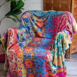 Natural Life Cozy Throw Blanket - Bright Patchwork -Natural Life Shop BLKT000039 1 scaled