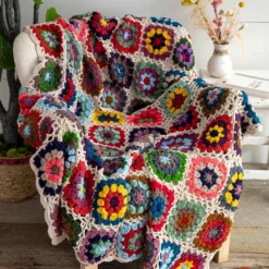 Natural Life Granny Square Crochet Throw Blanket - Multicolored 8 Natural Life Granny Square Crochet Throw Blanket - Multicolored -Natural Life Shop BLKT202 A1 scaled