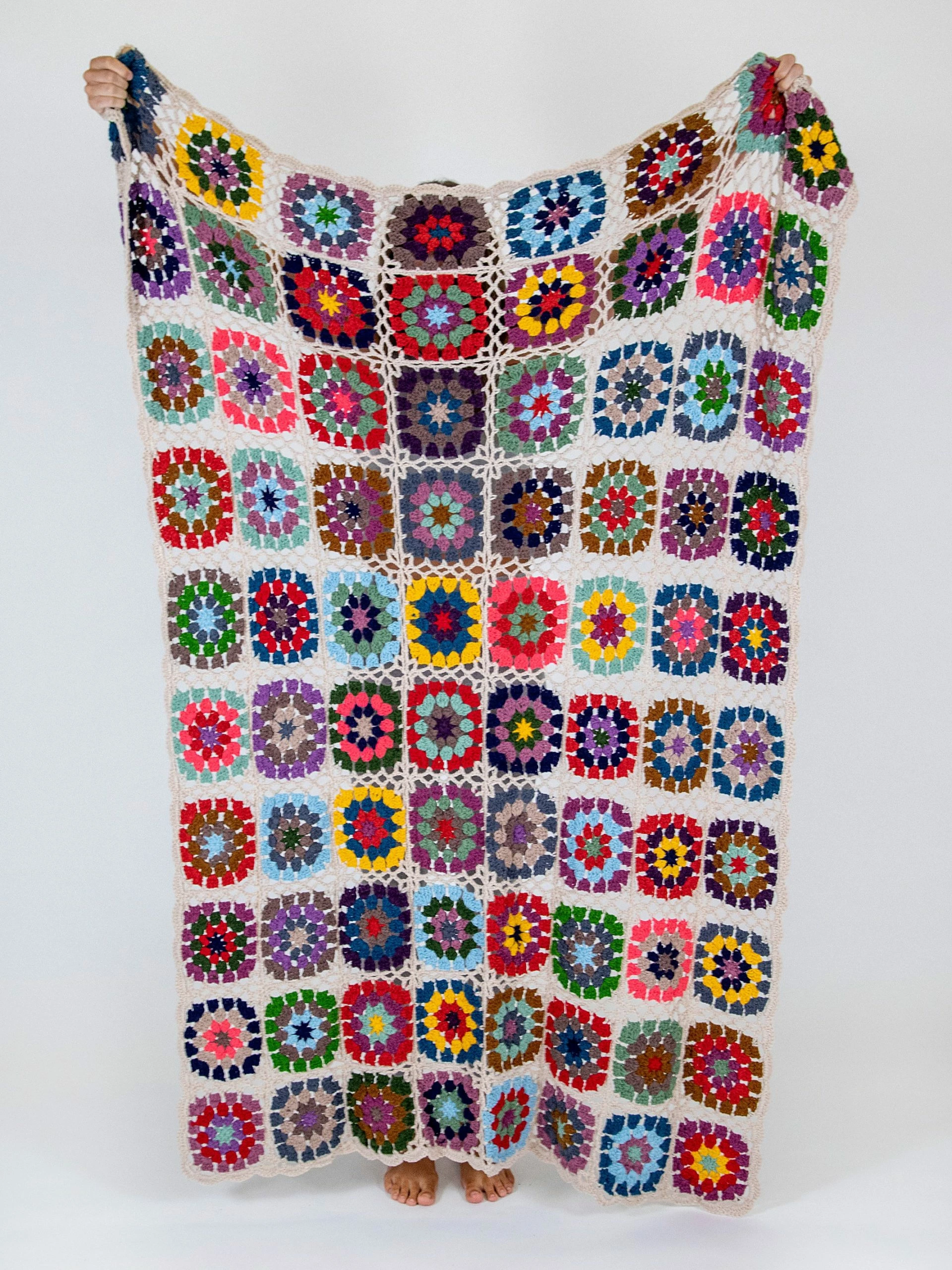 Natural Life Granny Square Crochet Throw Blanket - Multicolored 6 Natural Life Granny Square Crochet Throw Blanket - Multicolored - Image 4