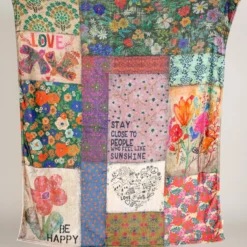 Natural Life Cozy Throw Blanket - Block Patchwork -Natural Life Shop BLKT230 2 scaled
