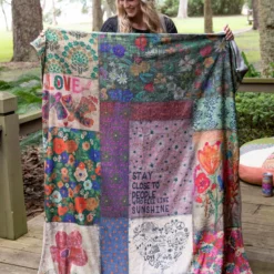 Natural Life Cozy Throw Blanket - Block Patchwork