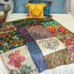 Natural Life Cozy Throw Blanket - Block Patchwork -Natural Life Shop BLKT230 scaled