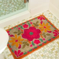 Natural Life Tufted Cotton Bath Mat - Floral -Natural Life Shop BMAT005 2 scaled