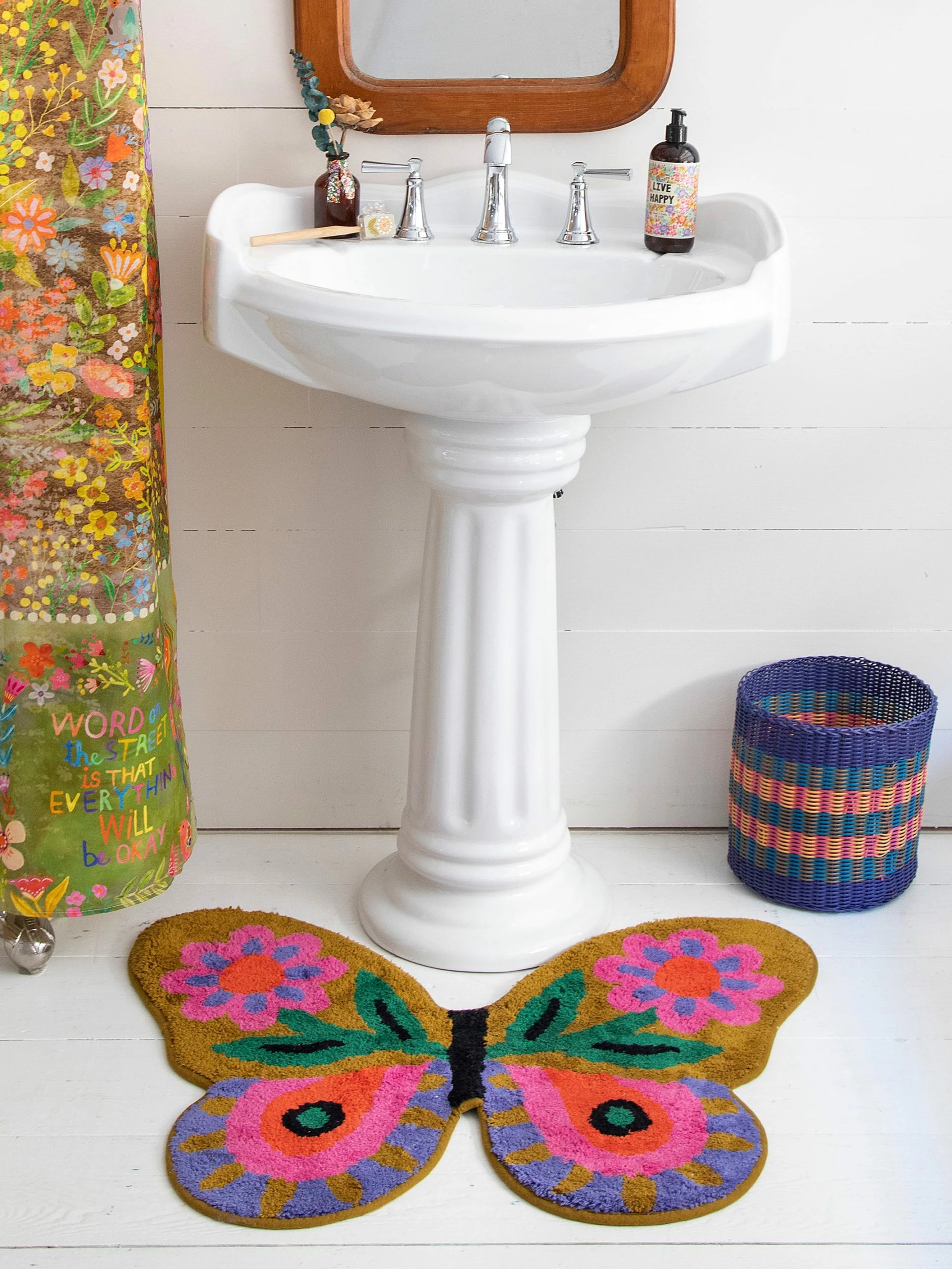 Natural Life Shaped Tufted Bath Mat - Butterfly 3 Natural Life Shaped Tufted Bath Mat - Butterfly