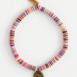 Natural Life Sequin Disc Charm Bracelet - Smiley