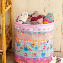 Natural Life Collapsible Storage Bin - Floral Border -Natural Life Shop BSKT000011 4 scaled