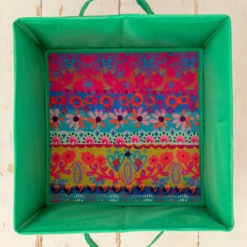 Natural Life Collapsible Storage Cubes, Set Of 2 - Floral Border -Natural Life Shop BSKT000013 1 scaled