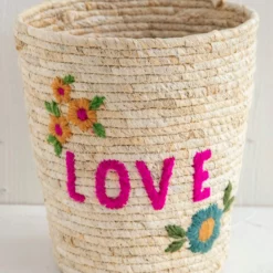 Natural Life Hand Embroidered Basket