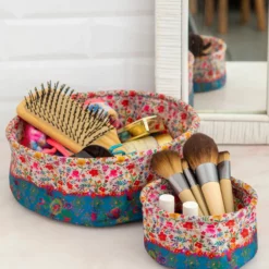Natural Life Mini Collapsible Storage Bins, Set Of 2 - Floral