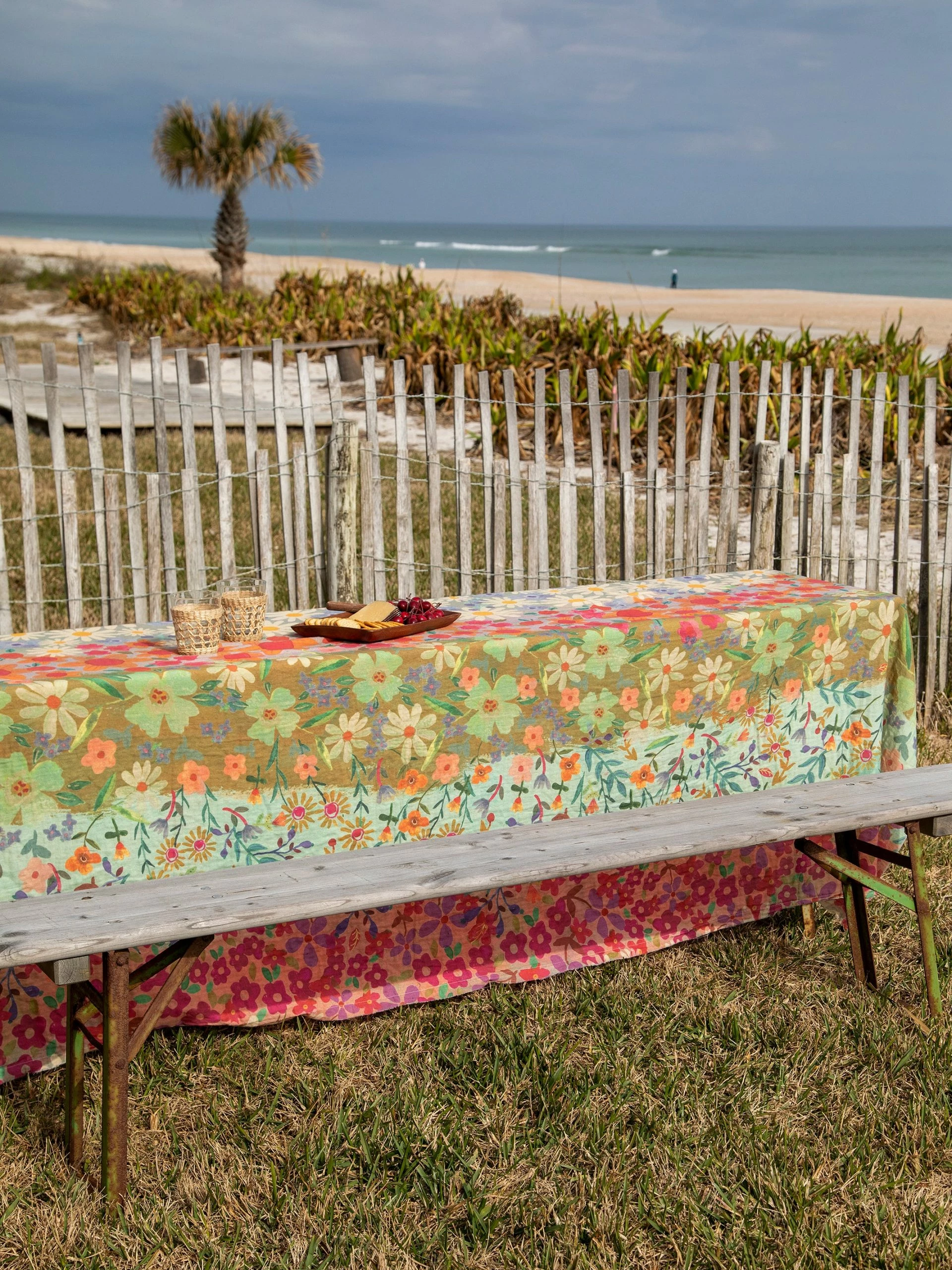 Natural Life Gauze Tapestry Coverlet - Wildflower Border 6 Natural Life Gauze Tapestry Coverlet - Wildflower Border - Image 4