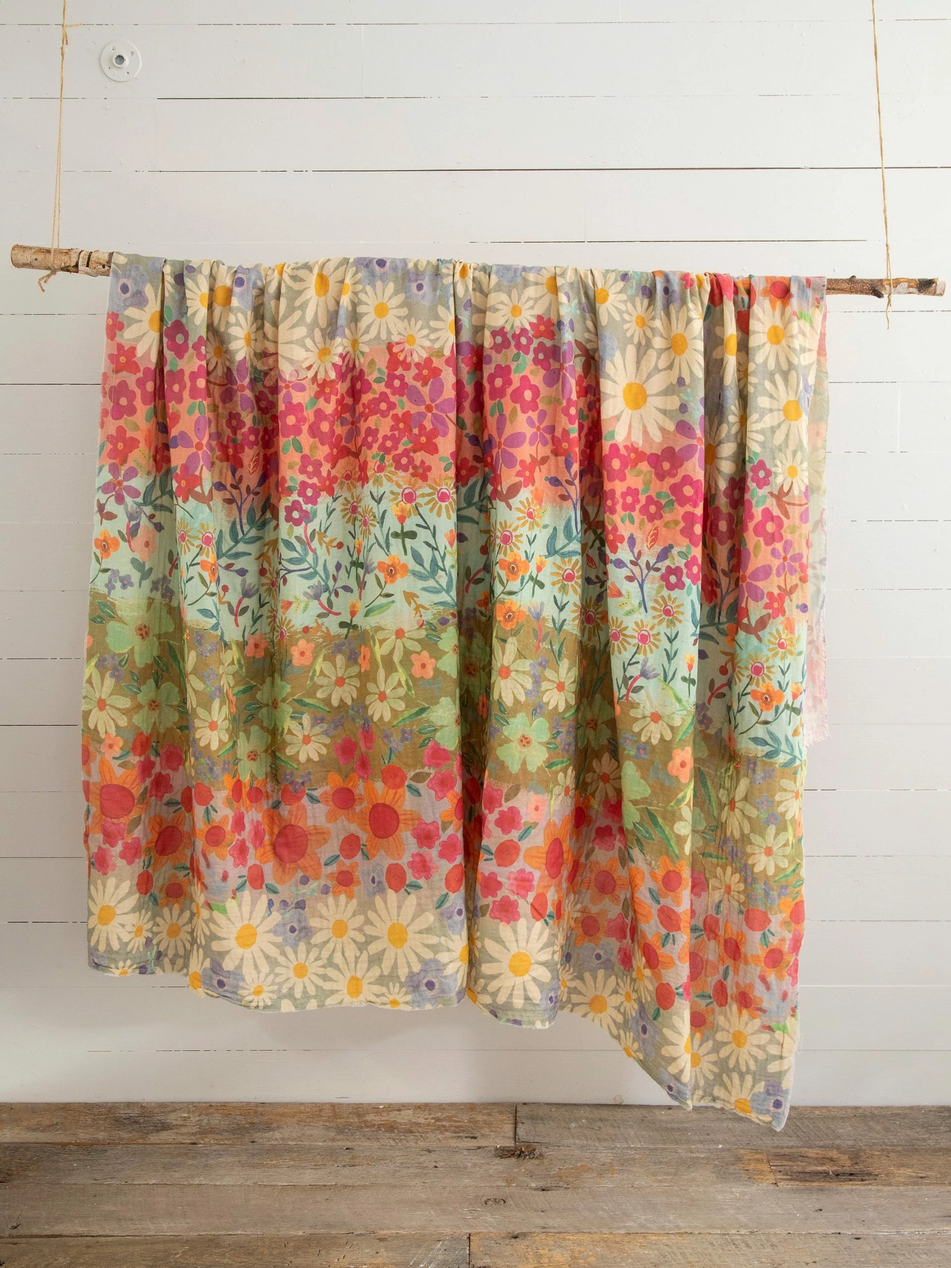 Natural Life Gauze Tapestry Coverlet - Wildflower Border 4 Natural Life Gauze Tapestry Coverlet - Wildflower Border - Image 2