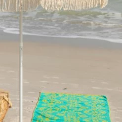 Natural Life Cotton Bungalow Beach Towel - Turquoise Mandala Border -Natural Life Shop BTWL000048 2 scaled