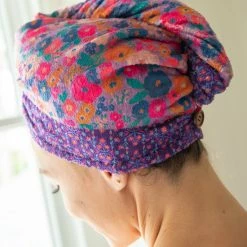 Natural Life Microfiber Hair Towel Wrap - Purple Floral