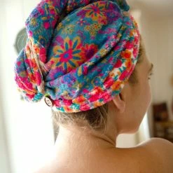 Natural Life Microfiber Hair Towel Wrap - Teal Floral