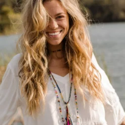 Natural Life Boho Glass & Pearl Beaded Necklace - Multicolor -Natural Life Shop Boho Beaded Necklace A1 scaled