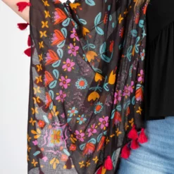 Natural Life Nandita Vintage Kimono - Charcoal Border Print -Natural Life Shop Border Print Kimono Charcoal Border Print A2 scaled