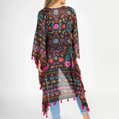 Natural Life Nandita Vintage Kimono - Charcoal Border Print -Natural Life Shop Border Print Kimono Charcoal Border Print A3 scaled