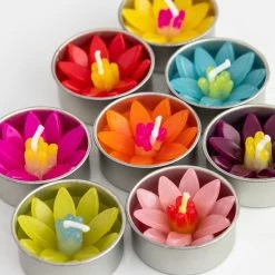 Natural Life Flower Tea Lights, Set Of 8 - Multicolored