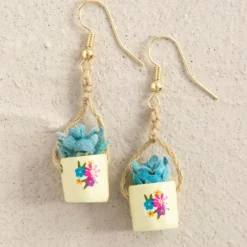 Natural Life Faux Succulent Earrings - Cream Flower