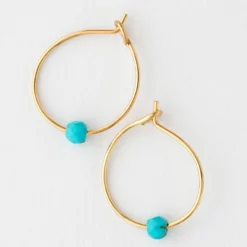 Natural Life Tiny Hoop Earrings - Turquoise -Natural Life Shop ERNG052 A1 scaled
