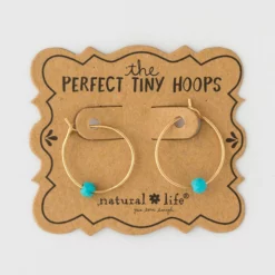 Natural Life Tiny Hoop Earrings - Turquoise