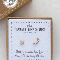 Natural Life Perfect Tiny Stud Earrings - Star & Moon