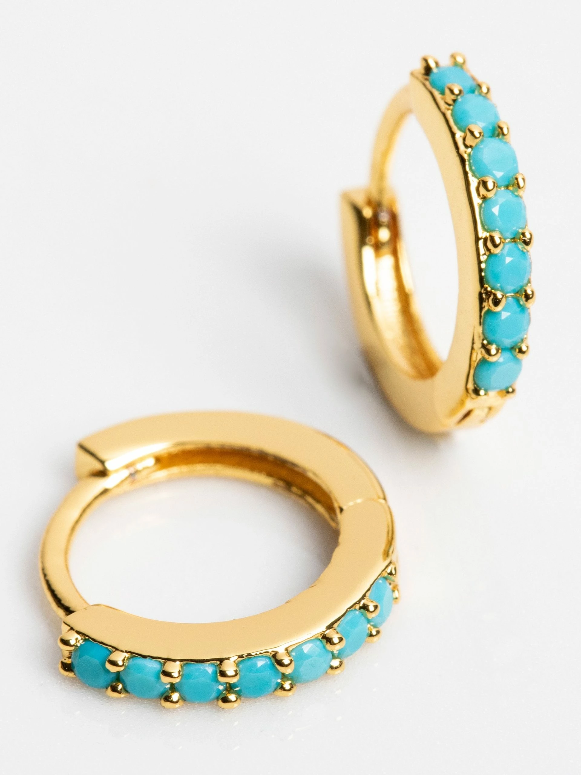 Natural Life Huggie Hoop Earrings - Turquoise 6 Natural Life Huggie Hoop Earrings - Turquoise - Image 4