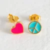Natural Life Happy Little Stud Earrings - Peace Heart -Natural Life Shop ERNG110 1 scaled