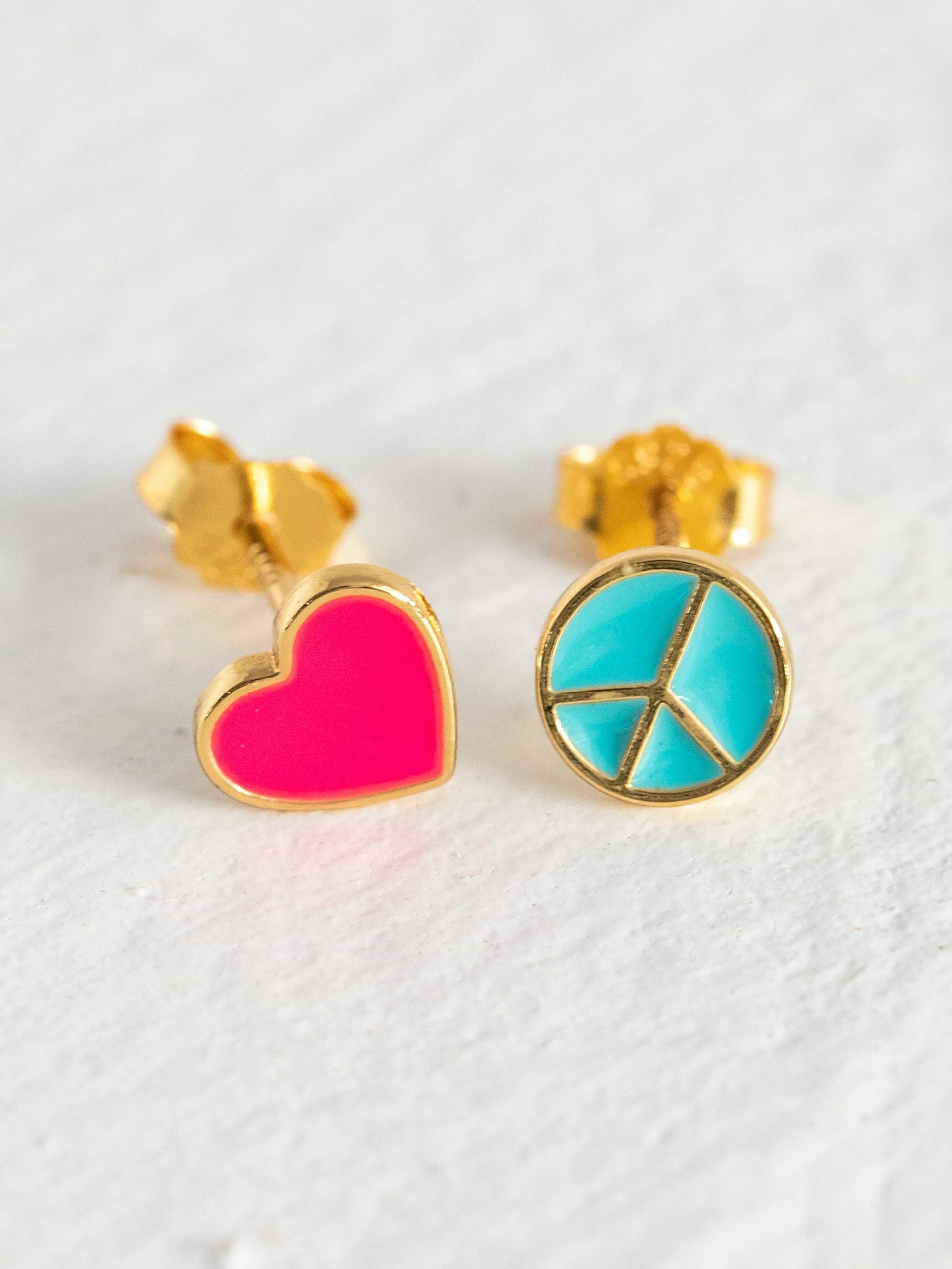 Natural Life Happy Little Stud Earrings - Peace Heart 3 Natural Life Happy Little Stud Earrings - Peace Heart