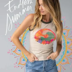 Natural Life Ringer Tank Top - Waves