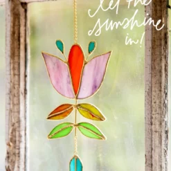 Natural Life Stained Glass Window Hanging - Folk Flower