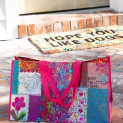 Natural Life Carry All Tote Bag - Patchwork Be Happy -Natural Life Shop GBAG000053 2 scaled