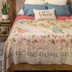 Natural Life Gauze Tapestry Coverlet - Cream -Natural Life Shop Gauze TanMandala scaled