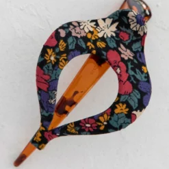 Natural Life Floral Fabric Boho Hair Clip - Navy