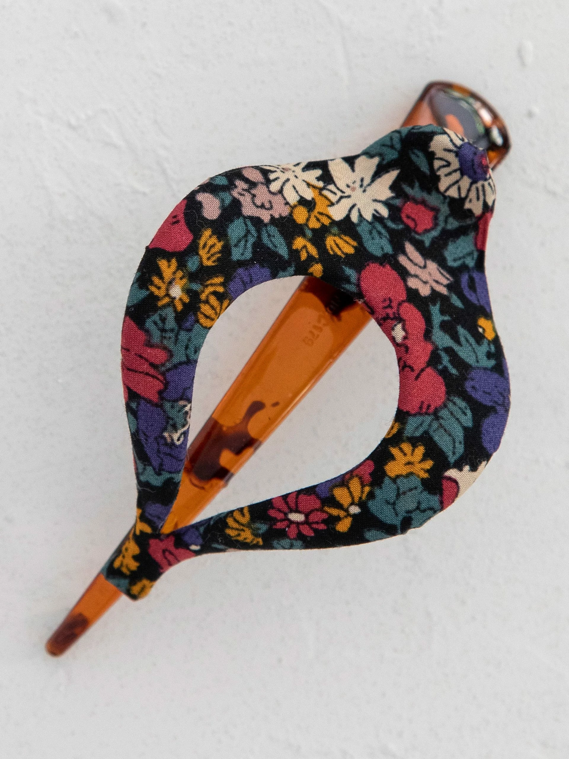 Natural Life Floral Fabric Boho Hair Clip - Navy 3 Natural Life Floral Fabric Boho Hair Clip - Navy