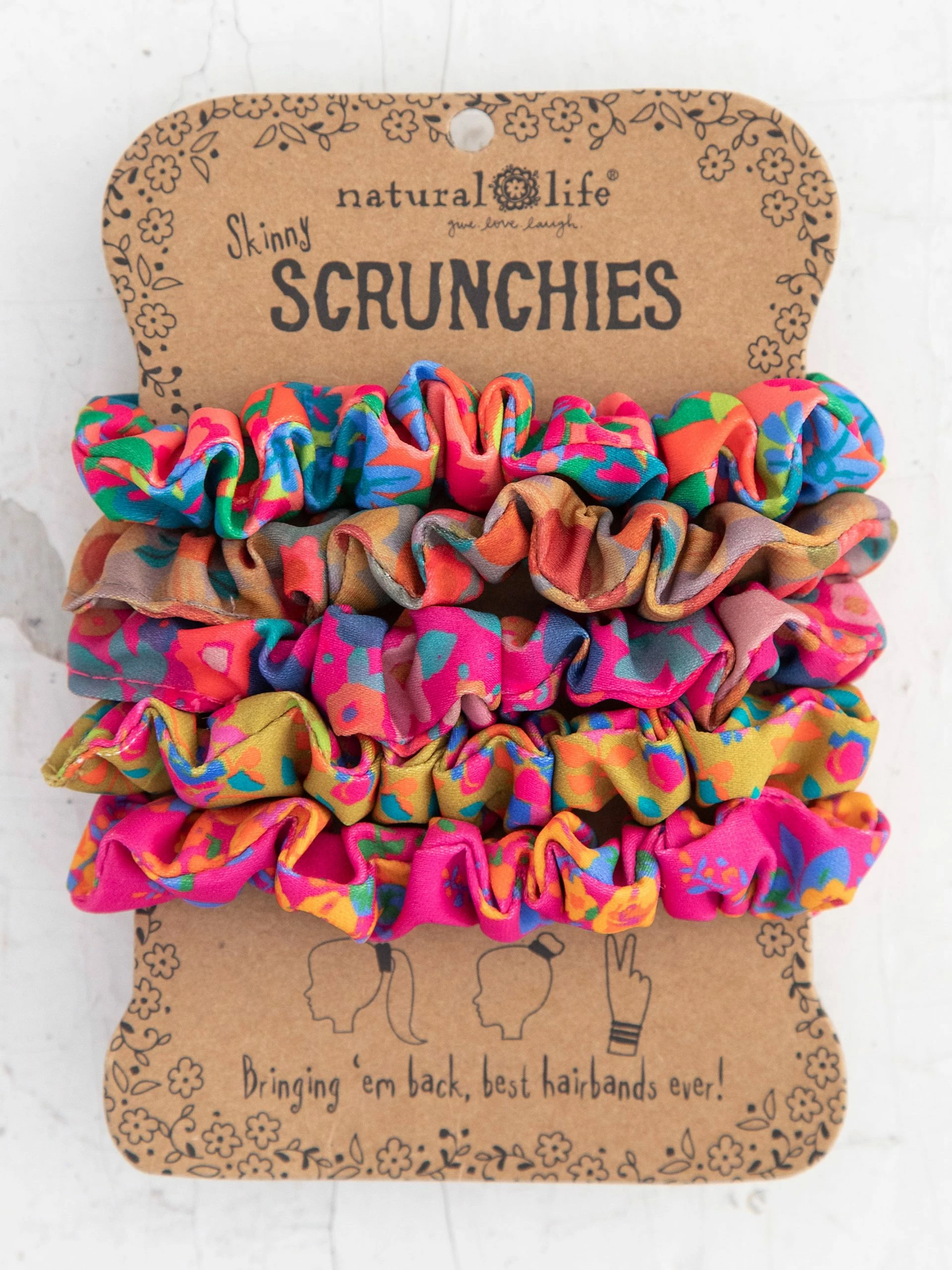 Natural Life Mixed Print Scrunchie Set - Pink 3 Natural Life Mixed Print Scrunchie Set - Pink