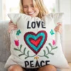 Natural Life Hand Embroidered Pillow - Love Peace 2 Natural Life Hand Embroidered Pillow - Love Peace -Natural Life Shop Hand Embroidered Pillow Love Peace 20Love Peace scaled