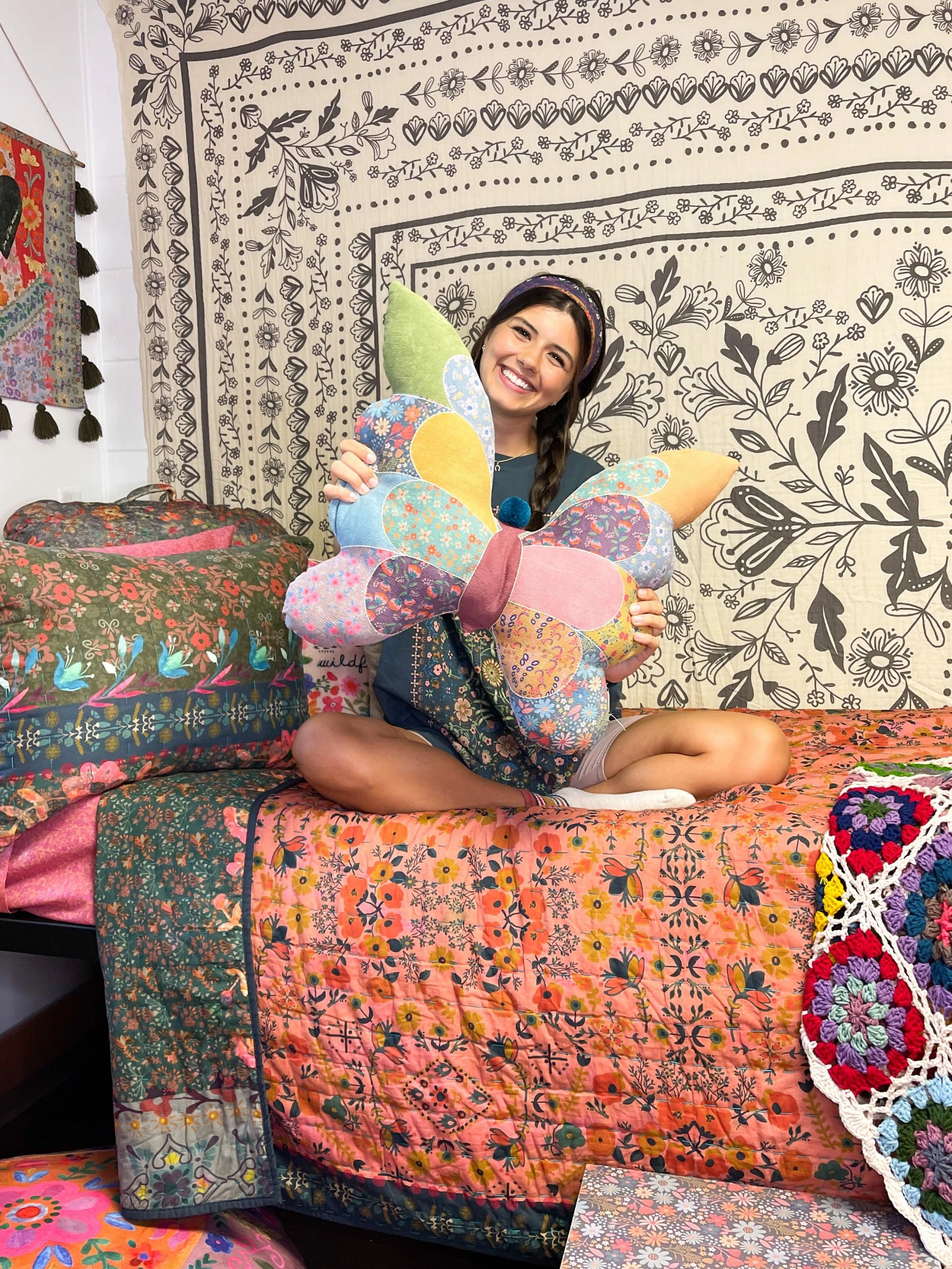 Natural Life Whimsy Patchwork Pillow - Butterfly 6 Natural Life Whimsy Patchwork Pillow - Butterfly - Image 4