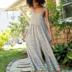 Natural Life Zoe Wide-Leg Jumpsuit - Cream Floral Border