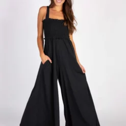 Natural Life Brynn Wide-Leg Knit Jumpsuit - Charcoal -Natural Life Shop JUMP371 alt scaled