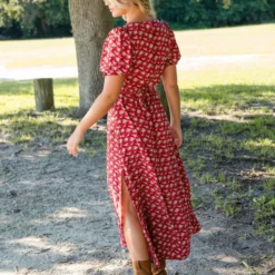 Natural Life Sophia Wrap Midi Dress - Red Ditsy Floral -Natural Life Shop LDRS1567 BACK scaled