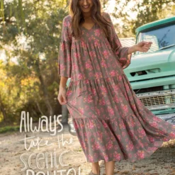 Natural Life Charlotte Midi Dress - Coral Floral