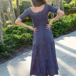 Natural Life Daisy Tiered Midi Dress - Golden Vines -Natural Life Shop LHDRS1319 back scaled