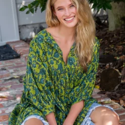 Natural Life Aimee Mini Tunic Dress - Blue Green Floral -Natural Life Shop LHDRS1488 1 scaled