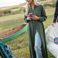 Natural Life Drew Gauze Shirt Dress - Olive -Natural Life Shop LHDRS1729 1 scaled
