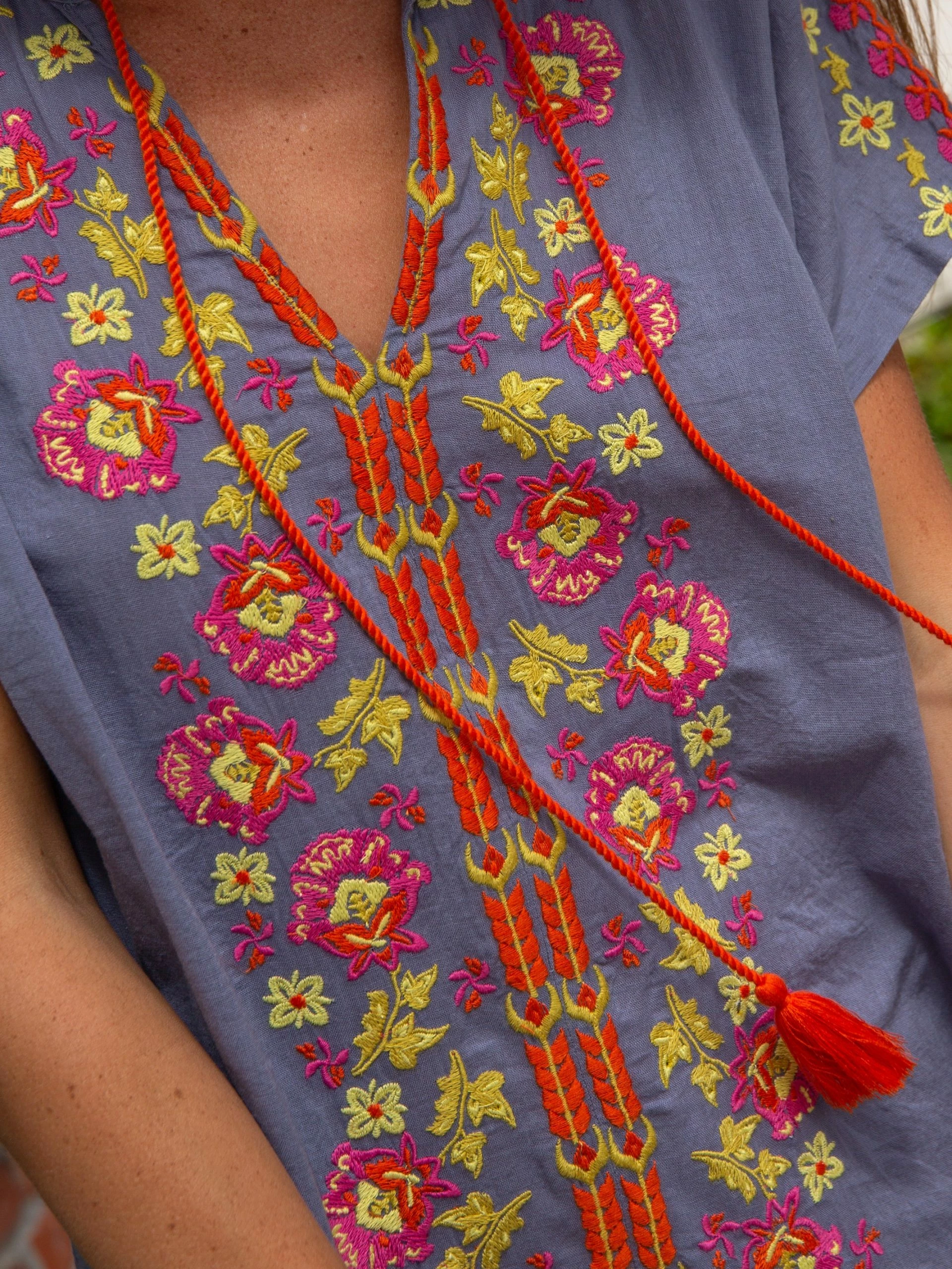 Natural Life Embroidered Tassel Dress - Seafoam 4 Natural Life Embroidered Tassel Dress - Seafoam - Image 2