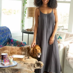 Natural Life Coco Cotton Cover-Up Midi Dress - Charcoal -Natural Life Shop LHDRS1929 google scaled