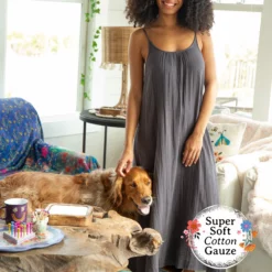 Natural Life Coco Cotton Cover-Up Midi Dress - Charcoal