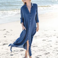Natural Life Drew Gauze Shirt Dress - Blue -Natural Life Shop LHDRS1935 google scaled